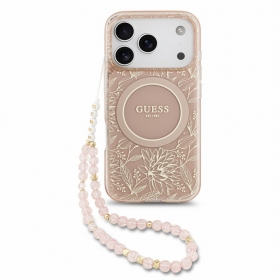 Apple iPhone 18 Pro Max maciņš - Guess IML Flowers Allover Strap MagSafe