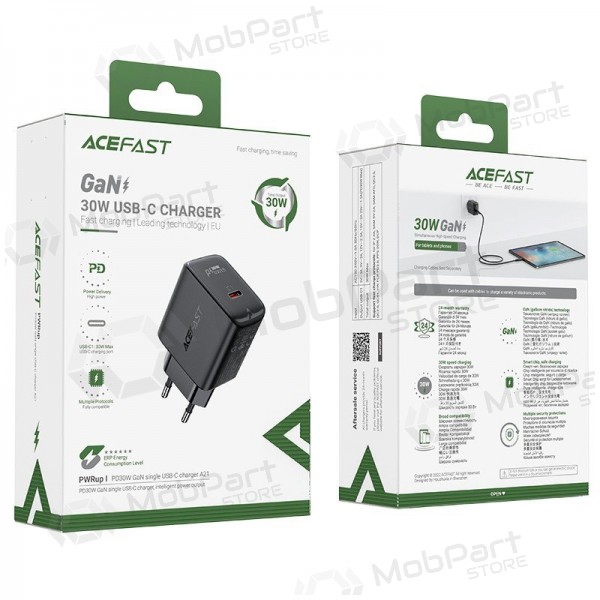 Lādētājs buitinis Acefast A21 30W GaN USB-C melns