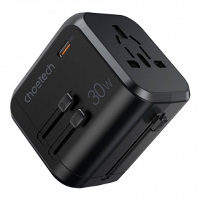 Universāls kelioninis lādētājs Choetech PD5008 30W USB-C/3xUSB-A melns