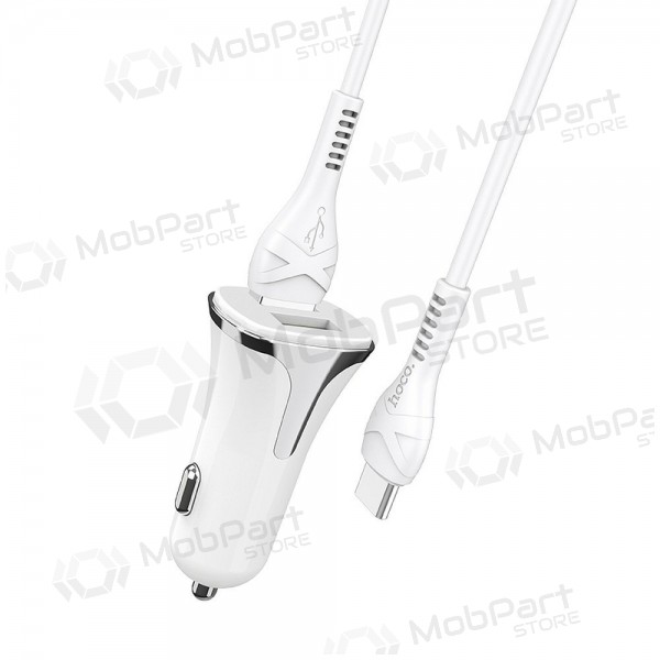 Lādētājs automobilinis Hoco Z31 Quick Charge 3.0 (3.4A) x 2 USB + Type-C (balts)