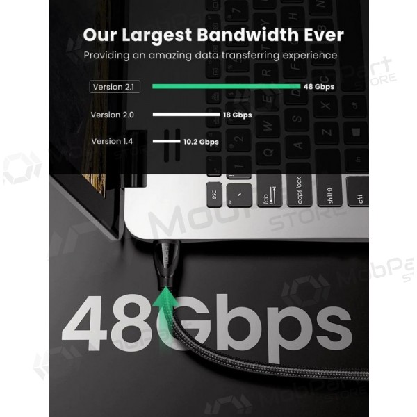 HDMI kabelis Ugreen HD140 HDMI 2.1 2 m melns