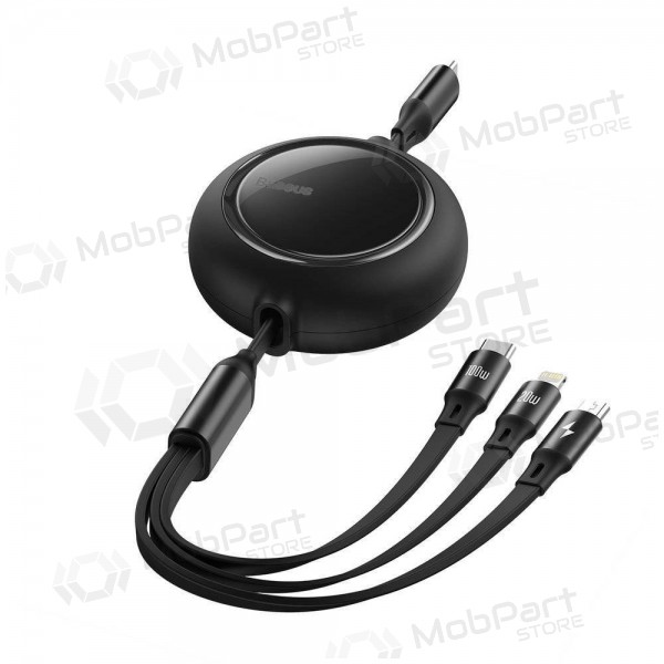 USB kabelis Baseus Bright Mirror Type-C - microUSB+Lightning+Type-C 100W 1.2m (melns) CAMLC-AMJ01