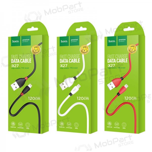 USB kabelis HOCO X27 lightning 1.2m (balts)