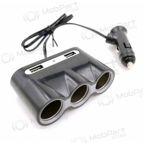 Auto lādētājs OMEGA TRIPLE OUC913 (2xUSB 2.4A) (melns)