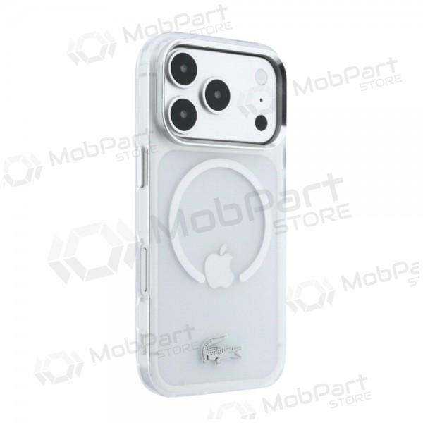 Apple iPhone 18 Pro Max maciņš - Lacoste IML Frosted Petit Pique Metal Logo MagSafe (caurspīdīgs)