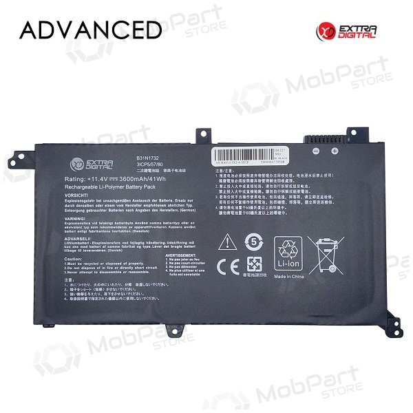 ASUS B31N1732, 3600mAh klēpjdatoru akumulators, Advanced ASUS B31N1732, 3600mAh klēpjdatoru akumulators, Advanced