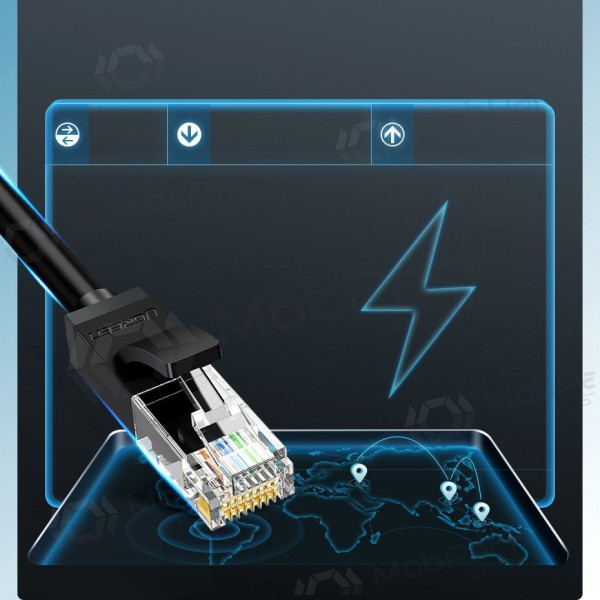 Kabelis Ugreen RJ45 Cat 6 UTP 1000Mbps 1.0m (melns)