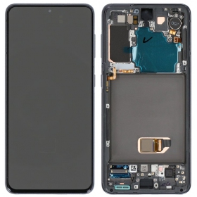 Ekranas Samsung G991 S21 5G su lietimui jautriu stikliuku un rėmeliu Phantom Grey oriģināls (service pack)