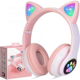 Bezvadu austiņas Cat Glow uz auss ar mikrofonu USB-C + 3,5 mm