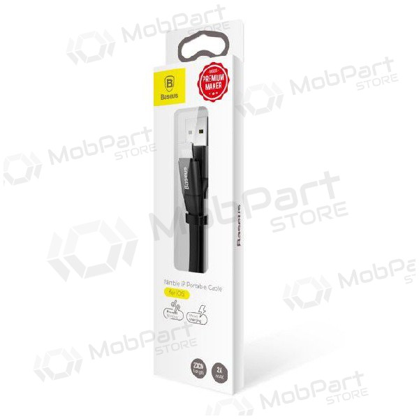 USB kabelis Baseus lightning 0.23m (2A) (melns)