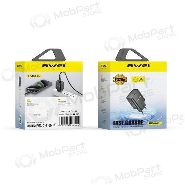 Tālruņa lādētājs Awei PD61-EU 20 W USB-C balts