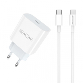 Lādētājs Jellico AK180 20W USB-C + USB-C to USB-C cable 1.0m balts