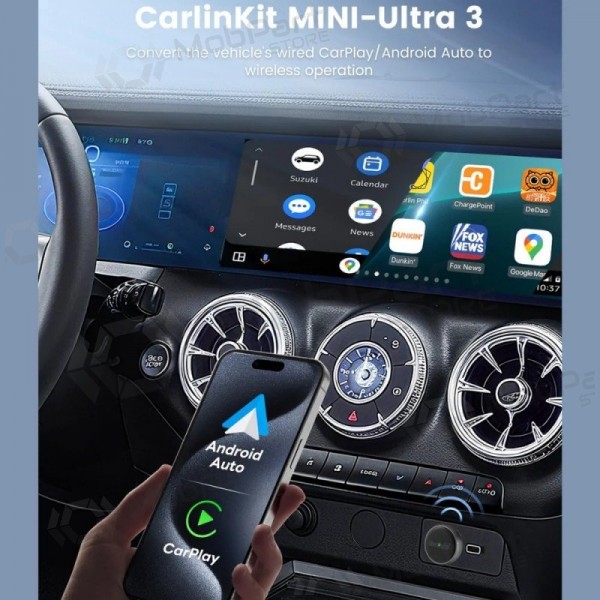 CarPlay adapteris Carlinkit Mini Ultra3 bezvadu Android Auto melns