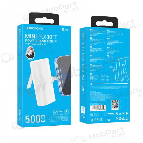 Ārējā baterija Power Bank Borofone BJ35 Lightning 5000mAh balta
