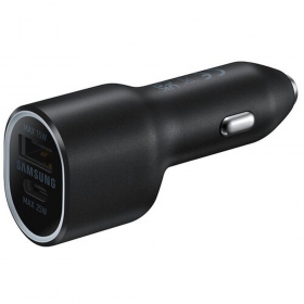 Lādētājs automobilinis oriģināls Samsung EP-L4020NBEGEU 1xType-C 1xUSB-A melns iepakojumā 40W