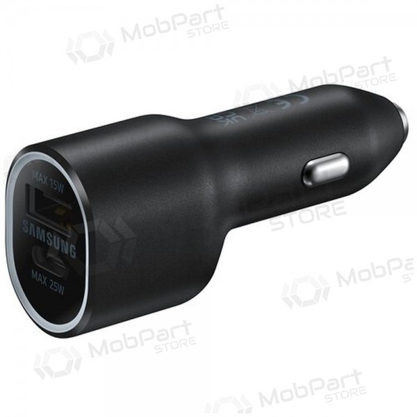 Lādētājs automobilinis oriģināls Samsung EP-L4020NBEGEU 1xType-C 1xUSB-A melns iepakojumā 40W