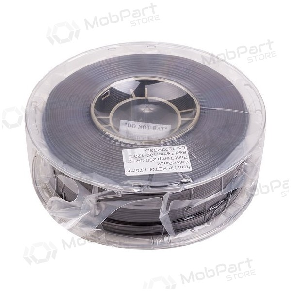 3D spausdinimo plastikas PETG, 1.75mm, 1kg, melns