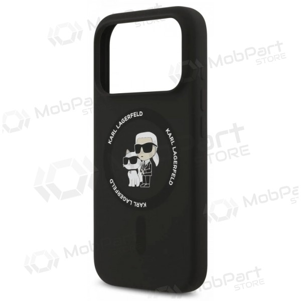 Apple iPhone 17 Pro maciņš - Karl Lagerfeld Liquid Silicone Karl and Choupette MagSafe (melns)