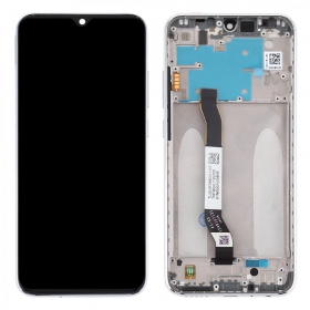 Xiaomi Redmi Note 8 / Note 8 2021 ekrāns (balts) (ar rāmīti) (service pack) (oriģināls)