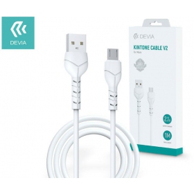 USB kabelis Devia Kintone microUSB 1.0m (balts) 5V 2.1A