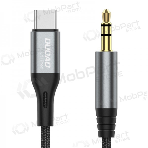Audio kabelis Dudao L11ProT USB-C uz 3.5 mm 1 m melns