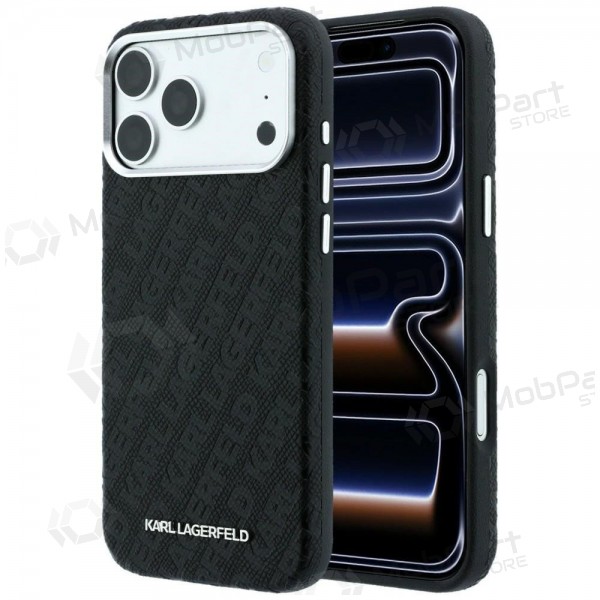 Apple iPhone 18 Pro Max maciņš - Karl Lagerfeld PU Grained Allover Semi Wrap MagSafe (melns)