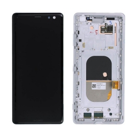 Sony Xperia XZ3 H8416 / H9436 ekrāns (balts) (ar rāmīti) (lietots grade A, oriģināls)