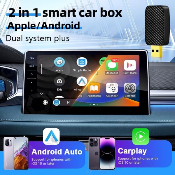 Bezvadu CarPlay/Android Auto adapteris Reach U4 melns