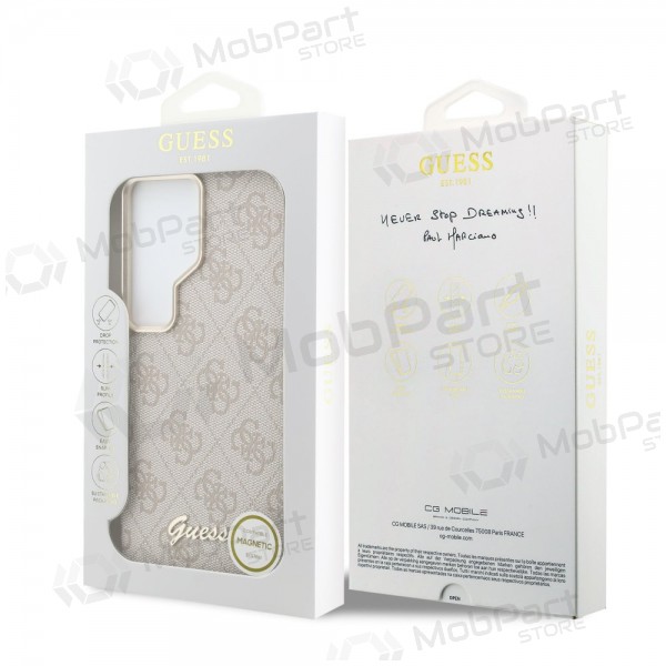 Samsung Galaxy S26 Ultra maciņš - Guess PU 4G Script Metal Logo Magnetic (rozā)