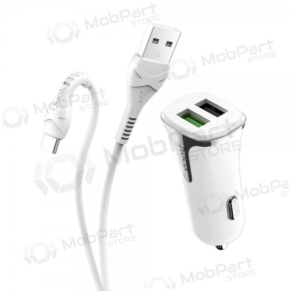 Lādētājs automobilinis Hoco Z31 Quick Charge 3.0 (3.4A) x 2 USB + Type-C (balts)
