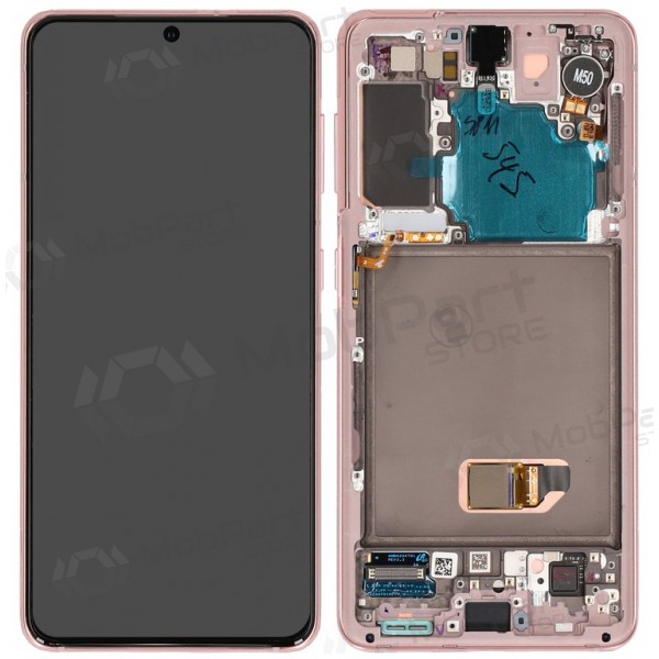 Ekranas Samsung G991 S21 5G su lietimui jautriu stikliuku un rėmeliu Phantom Pink oriģināls (service pack) Ekranas Samsung G991 S21 5G su lietimui jautriu stikliuku un rėmeliu Phantom Pink oriģināls (service pack)