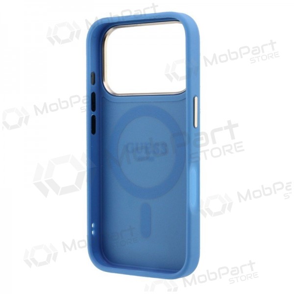 Apple iPhone 18 Pro maciņš - Guess PU 4G Ring Stand MagSafe (zils)