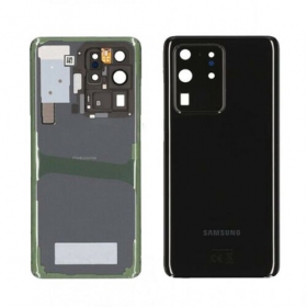 Samsung G988 Galaxy S20 Ultra aizmugurējais baterijas vāciņš melns (Cosmic Black) (lietots grade A, oriģināls)