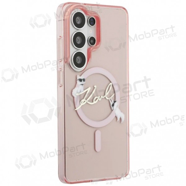 Samsung Galaxy S26 Ultra maciņš - Karl Lagerfeld IML Choupette Karl Script Logo Magnetic (rozā)