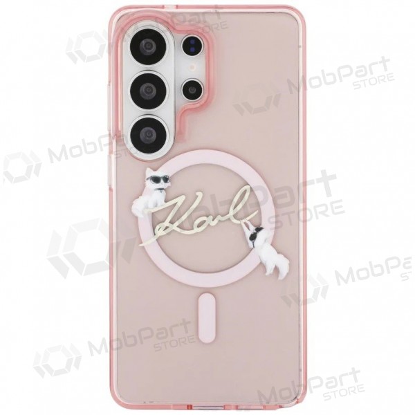 Samsung Galaxy S26 Ultra maciņš - Karl Lagerfeld IML Choupette Karl Script Logo Magnetic (rozā)