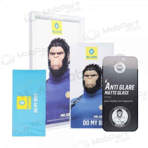 LCD apsauginis stikliukas 5D Mr. Monkey Glass (Strong Matte) Apple iPhone 12 Pro Max melns