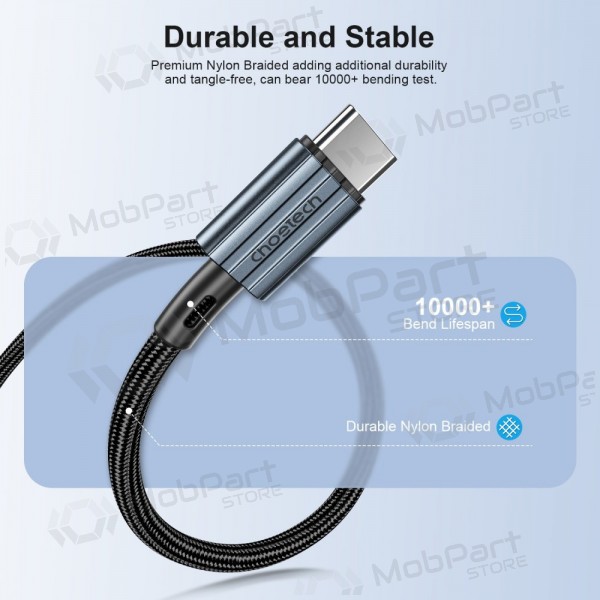 USB kabelis Choetech XCC-1015 USB-C to USB-C PD60W 2.0m melns