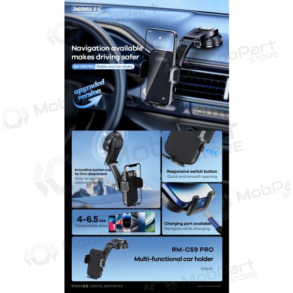 Tālruņa turētājs automobiļiem Remax RM-C59 PRO (dashboard) melns