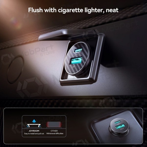 Auto lādētājs Joyroom JR-CCN16 USB-A/USB-C 15W melns