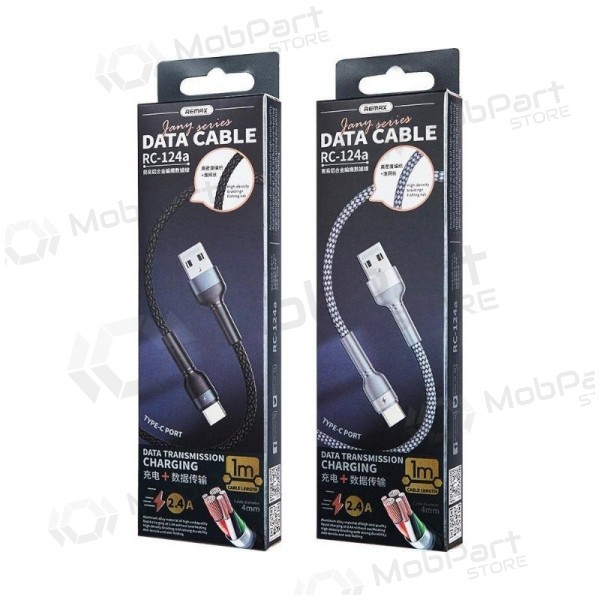 USB kabelis Remax RC-124i USB-A to Lightning 1.0m melns