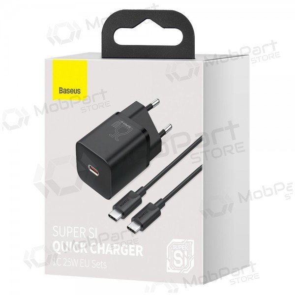Lādētājs buitinis Baseus Super Si 25W + Type-C 1.0m melns TZCCSUP-L01