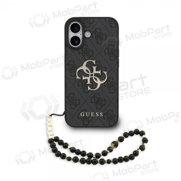 Apple iPhone 17 maciņš - Guess PU 4G Metal Logo Strap (melns)