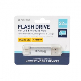 Datu nesējs Platinet 32GB OTG USB 2.0 + microUSB (sudraba krāsā)
