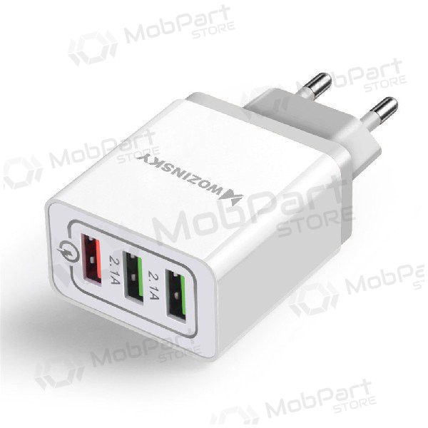 Lādētājs Wozinsky QuickCharge 3xUSB (30W 3A) (balts)