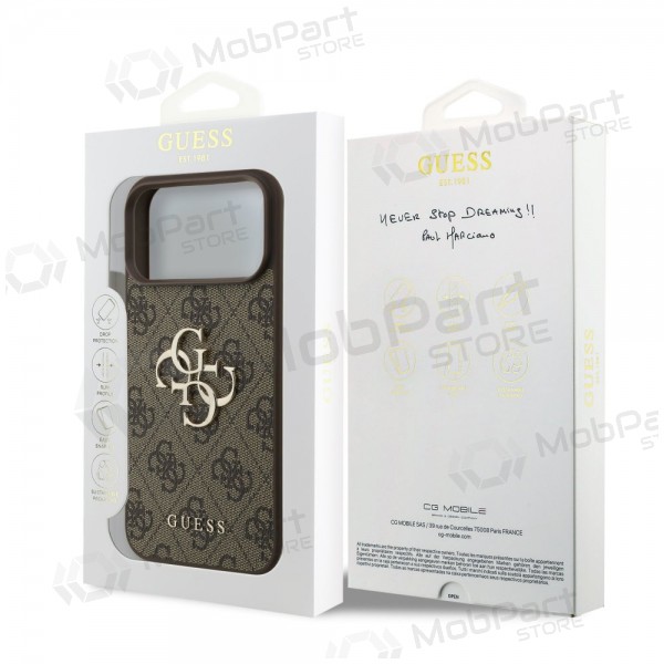 Apple iPhone 17 Pro Max maciņš - Guess PU 4G Metal Logo (brūns)