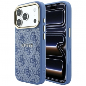 Apple iPhone 18 Pro maciņš - Guess PU Leather 4G Gold Frame Embossed MagSafe