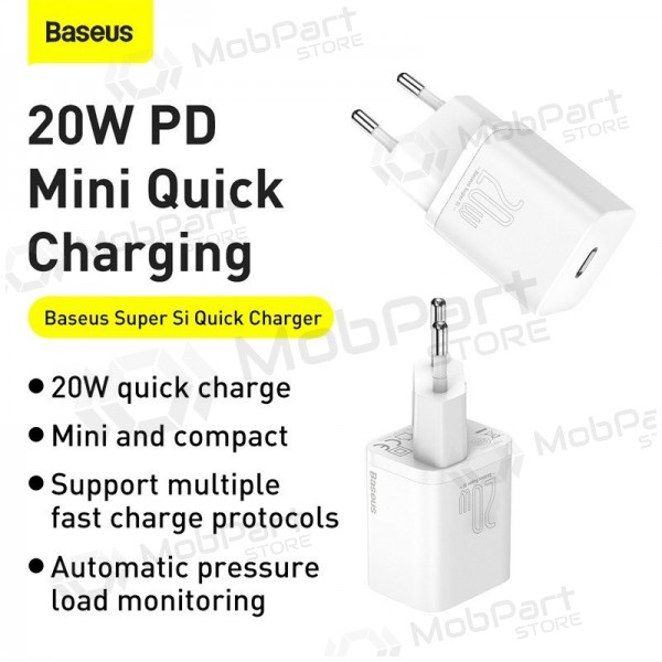 Lādētājs buitinis Baseus Super Si 20W balts CCSUP-B02