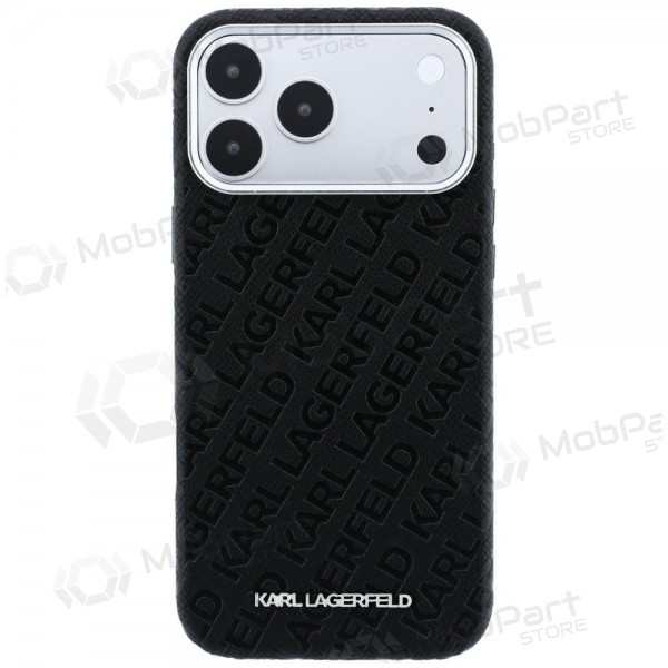 Apple iPhone 18 Pro Max maciņš - Karl Lagerfeld PU Grained Allover Semi Wrap MagSafe (melns)