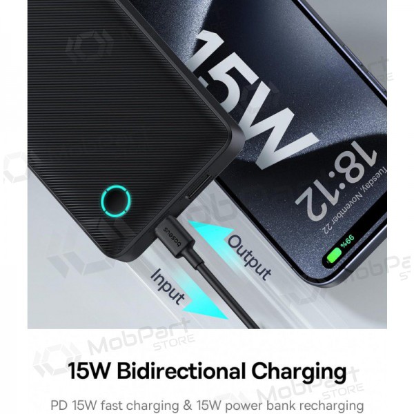 Ārējā baterija Power Bank Baseus Airpow Lite 15W 10000mAh melna P10067500123-00