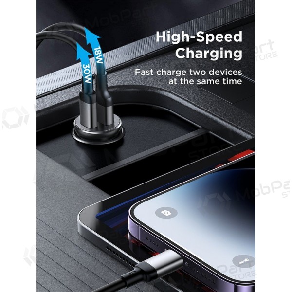 Lādētājs automobilinis Joyroom CCN05 USB-C/USB-A 30W melns